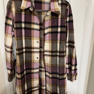 Plaid Women's Jacket - Purple, Brown, Cream